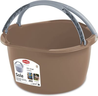 Stefanplast Wasmand/draagmand/teil met hengsel - kunststof - 16 Liter - cappuccino - 40 x 40 x 25 cm - Schoonmaak/huishoud teilen