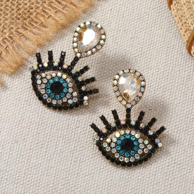 2 stuks vintage Boheemse Devil's Eye kristallen oorbellen voor gepersonaliseerde ooraccessoires voor dames gray
