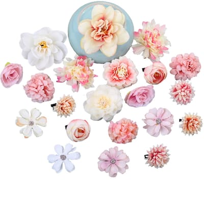 Elegante Zijde Bloemen Haaraccessoires - Chinese Haarspelden met Roze en Witte Bloemen, Traditionele Haarversieringen voor Feestelijke Gelegenheden en Cosplay