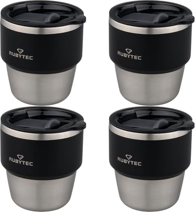 Rubytec Shira Dailyshot Beker 175ml 4-Pack - Thermosfles - Black