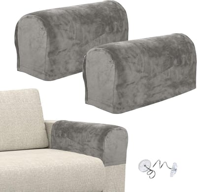 Zachte antislip fauteuilarmleuninghoezen - Grijs - Armleuningbeschermer - Meubels - Bank - Ongeveer 55 x 15 x 25 cm
