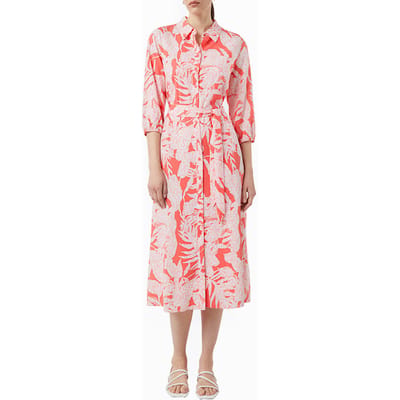 Midi jurk van viscose met print overhemdkraag 3/4 mouwen dames COMMA