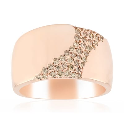 Cavill - Zilveren Damesring - 925 Sterling Zilver Roségoud Verguld - 44 I1 Argyle Rose de France Diamanten Pavé - Briljant Geslepen Elegante Ring