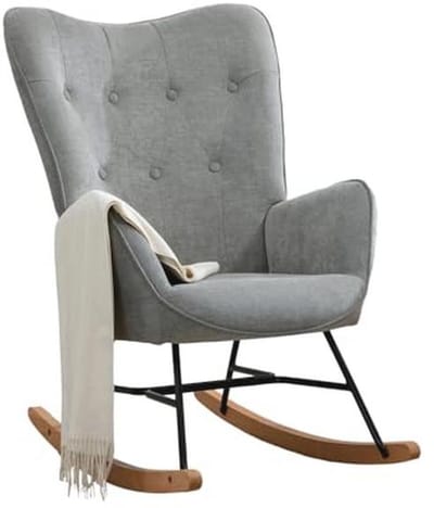 Scandinavische Schommelstoel voor Borstvoeding en Ontspanning - Grijs, Compact en Ergonomisch