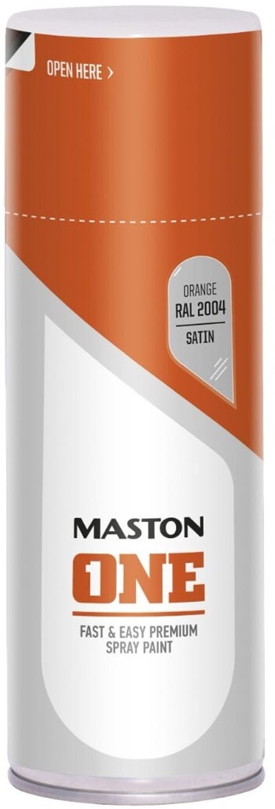 Maston ONE - spuitverf - zijdeglans - zuiver oranje (RAL 2004) - 400 ml - spuitbus verf