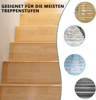 Famanu – Traptredenmatten transparant 15 stuks – antislip trapmatten zelfklevend 15 x 80 cm – voor h