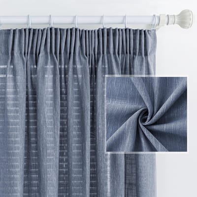Unyqoos ® Grootformaat Gordijnset in Linnenlook voor Stijlvolle Woonkamers met Plooiband en Halftransparante Textuur