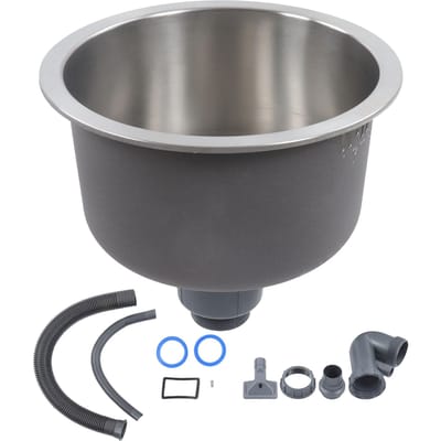 Mini évier de cuisine rond en acier inoxydable avec bonde de vidage, diamètre 30 cm gray