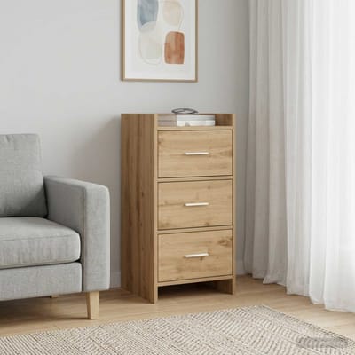 vidaXL - Dressoir - Artisanaal - eiken - 40 - x - 36 - x - 80 - cm - Bewerkt - hout