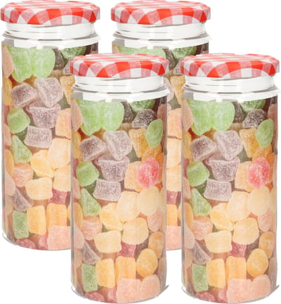 Plasticforte Weckpot/inmaakpot Classic - 4x - 650ml - kunststof - metalen draaideksel - rood - D7 x H18 cm