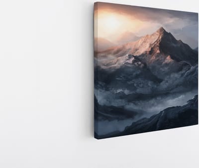 Saammp Canvas Schilderij - Bergen - Natuur - Landschap - 20x20 - Foto op canvas - Wanddecoratie - Muurdecoratie Woonkamer - Slaapkamer decoratie - Canvas Print