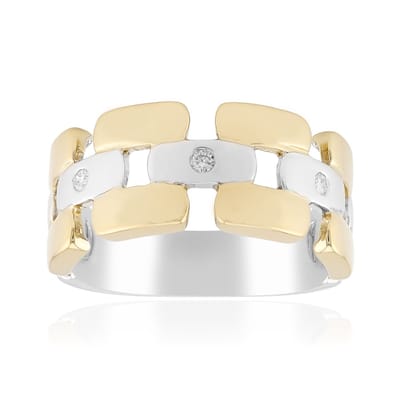 Cavill - Zilveren Ring - 925 Sterling Zilver Gerhodineerd - 3x I1 (G) Diamanten Ronde Briljant 0,042 ct - Brede Elegante Ring - Duitse Kwaliteit