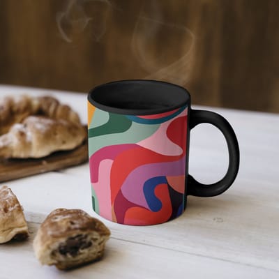 Magische Mok - Foto op Warmte Mokken - Koffiemok - Vormen - Bochten - Kleurrijk - Abstract - Magic Mok - Beker - 350 ML - Theemok