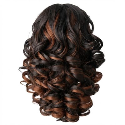 Zwart koperbruin krullend paardenstaart haar extensie dames clip in ponytail haarstuk kleuraccent volumineuze curls natuurlijk ogend