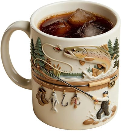 Vissen mok - Koffiebeker - Buiten genieten - Natuur geïnspireerd - 350ml - Meerdere kleuren