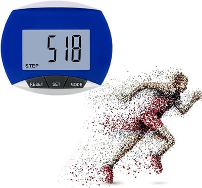 Stappenteller met Clip - Stappenteller LCD - Fitness Bijhouden - Dubbele Meting - 25 Gram - Blauw