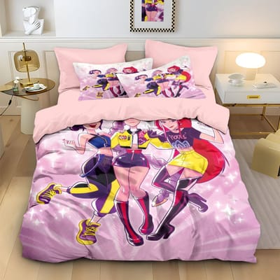 3-delige/set K-Pop Beddengoedset Demonenjagers Kleurrijke Print Polyester Studentenslaapzaal Laken Dekbedovertrek Kindercadeau Hometextiel 200x200cm