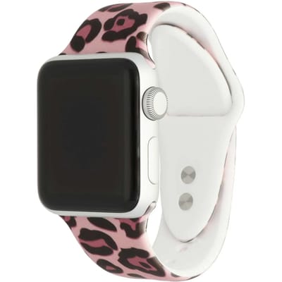 123watches print bandje - siliconen - panter lichtroze - 38 · 40 · 41 & 42 mm - Geschikt voor Apple Watch series 1/2/3/4/5/6/7/8/9/10/11/12/SE/SE2/SE3