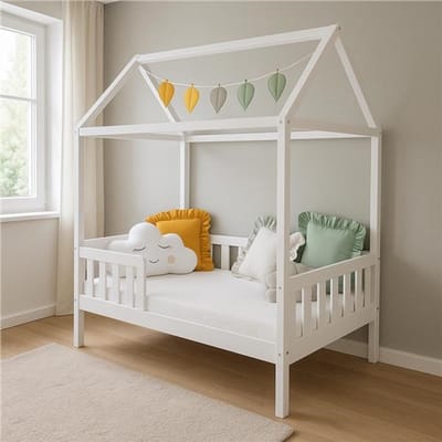 New Baby Castello huisbed 160x80 cm wit - Kinderbed