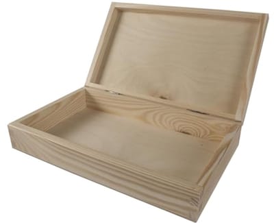 Diepe houten geschenkdoos voor creatief gebruik | 25 x 15 x 5 cm | Perfect voor decoupage en personalisatie