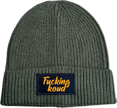 Fucking koud (cursief) wintermuts rib military green | fluor oranje - soBAD. | Wintersport | Après ski verkleedkleren | Unisex | Heren en Dames Beanie