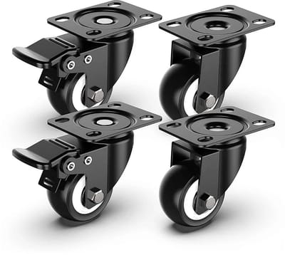 Homtas Zwarelast Zwenkwielen - Set van 4 - Ø 60 mm - wieltjes voor onder meubels - 200 KG per set - 4 stuks