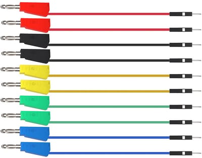 SPHProducts - Elektronische puntenset - Startkabel - Stapelbaar - Rood, zwart, geel, groen, blauw - Krokodillenklem - Geschikt voor voeding - 10 stuks
