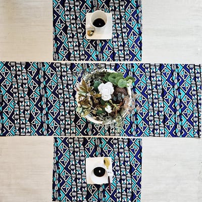 Tafelloper 160x35cm en Set van 4 placemats | 100% Katoen Afrikaanse Print Stof