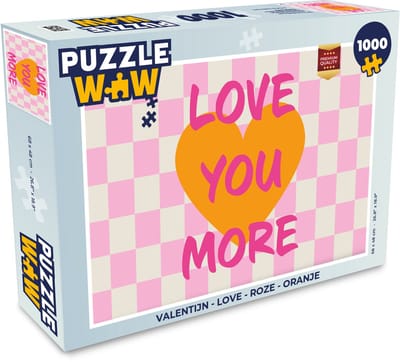 Puzzel Valentijn - Love - Roze - Oranje - Legpuzzel - Puzzel 1000 stukjes volwassenen