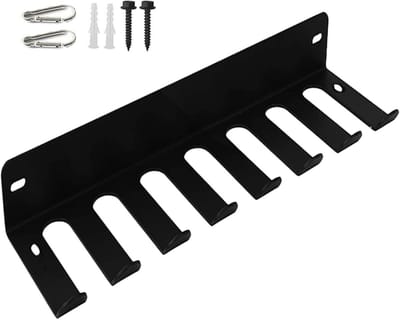 Fitnessrek Wandmontage - Sportrek Organizer - Sportuitrusting Opbergen - Schuin Ontwerp - 46 x 14 x 10 cm - Zwart
