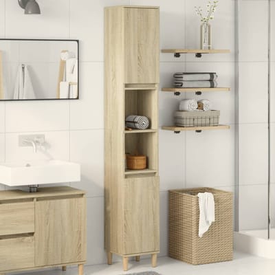 vidaXL - Badkamerkast - 30x30x190 - cm - bewerkt - hout - sonoma - eikenkleurig