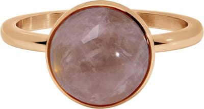 Quiges Stapelring Dames - Vulring Roze Steen - RVS Roségoudkleurig - Maat 20 - Hoogte 2mm