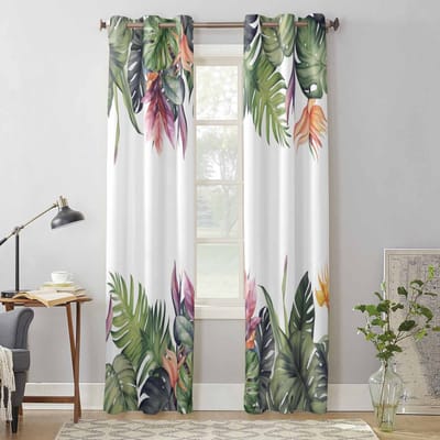 Zomer Tropisch Regenwoud Monstera Raamgordijnen voor Woonkamer Luxe Slaapkamer Gordijn Keuken Jaloezieën Drapes Gordijnen 135W x 60H(cm) x1 white