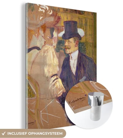 ® Glasschilderij 120x160 cm - Schilderij acrylglas - The Englishman - Schilderij van Henri de Toulouse-Lautrec - Foto op glas - Muurdecoratie woonkamer - Wanddecoratie slaapkamer - Schilderijen