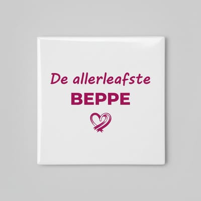 Lieve Familie Quote Keramische Tegel “De Allerliefste Beppe” – Hartjes Design Wanddecoratie – 15 x 15 cm