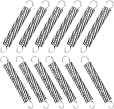 10x Roestvrijstalen Trekveren met Haken - 70mm Lengte - 1.2mm Draaddikte