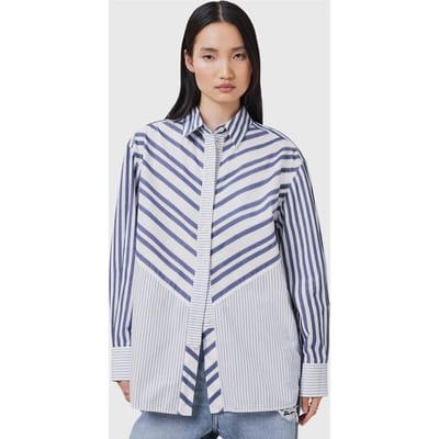 AllSaints Shannon Stripe Shirt White/blue Taglia: 8 | Magliette intime Outlet | Donna | Bianco