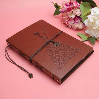 Album Photo DIY Fait Main Auto-Adhésif Album Commémoratif Scrapbook Anniversaire Cadeaux Saint-Valentin Grande Taille, brown