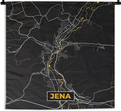 Wandkleed - Wanddoek - Stadskaart – Kaart – Jena – Gold – Duitsland – Plattegrond - 180x180 cm - Wandtapijt