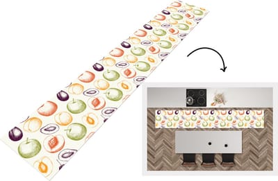 Keukenloper - Loper keuken - Patroon - Eten - Illustratie - 300x50 cm - Keukenloper vinyl