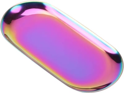 Stijlvolle opbergdoos voor cosmetica en sieraden - RVS taartplateau voor thuis en keuken in regenboogdesign