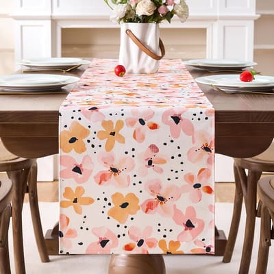Tafelloper, lente, kleurrijk, modern, 40 x 140 cm, bloemen, afwasbaar, bloemen, lentedecoratie, voor binnen, keuken, eetkamer, party, binnen, vakantie, salontafels, eettafels