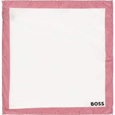 Boss Pocketdoekje met rand (Wit/Stofroze)