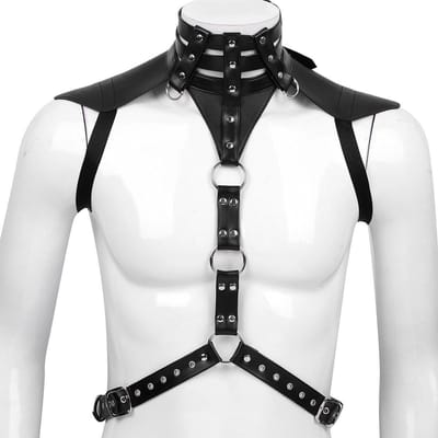 ♛Queen-Toys® Bondage - Mannen Meester harnas - Knevel - BDSM - Schouderharnas mannen - SM pak - Lederlook harnas - Rollenspel kleding