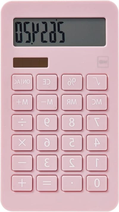 Rekenmachine met Grote Knoppen - Bureau Rekenmachine - Snelle Berekeningen - Zonne-energie en Batterij - 9.5 x 17.5 cm - Roze
