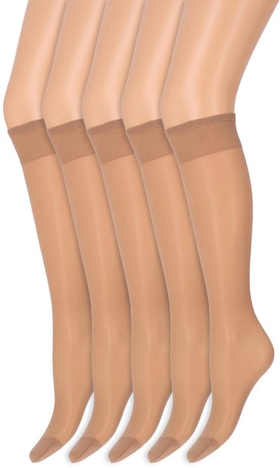 Kniekousen met soepele boord | Perfecte pasvorm | 20 denier | Merk: Marianne | Maat: One Size | Kleur: Wineblush | 5 Paar