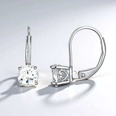 Cavill - Zilveren Oorbellen - 925 Sterling Zilver - 0 881 Ct Witte Topaas Braziliaans Rond Slijpsel - Elegant Pavé Zetting 16 Mm