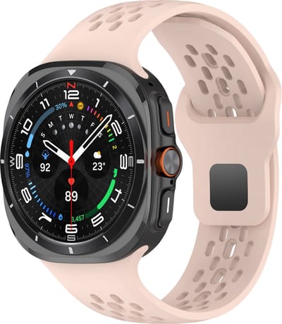 By Qubix - Compatible Samsung bandje - Siliconen sportband Holes Style - Lichtroze - Geschikt voor Samsung Galaxy Watch Ultra / Ultra 2 - 47mm