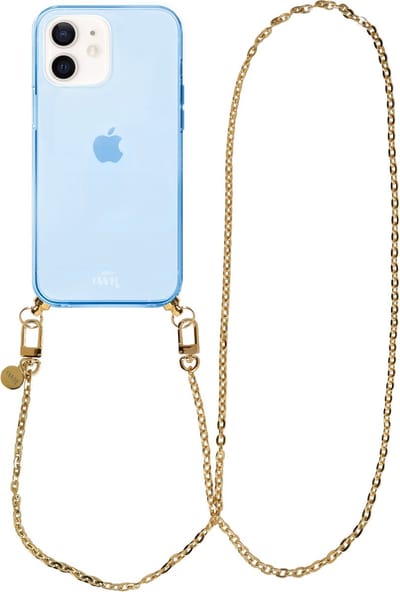 xoxo Wildhearts silicone case met koord - Blauw telefoonhoesje met koord - telefoonketting - Dreamy - long - Cord Case - geschikt voor Apple iPhone 11 - Lange gouden ketting