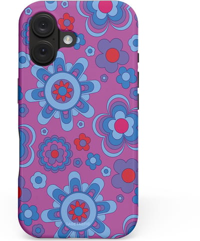 Casetastic hoesje geschikt voor Apple iPhone 16 - MagSafe - Dubbellaagse bescherming - Retro relax - Fashion Case - Lavendel Lichtblauw